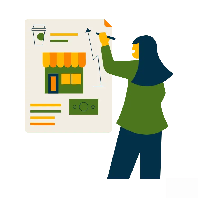An entrepreneur mapping their idea for investment for theEntrepreneurial Marketplace For Startup Investment.